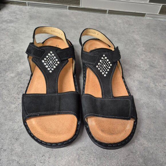 41 Finn Comfort Calvia Black Leather Sandals - Picture 3 of 10